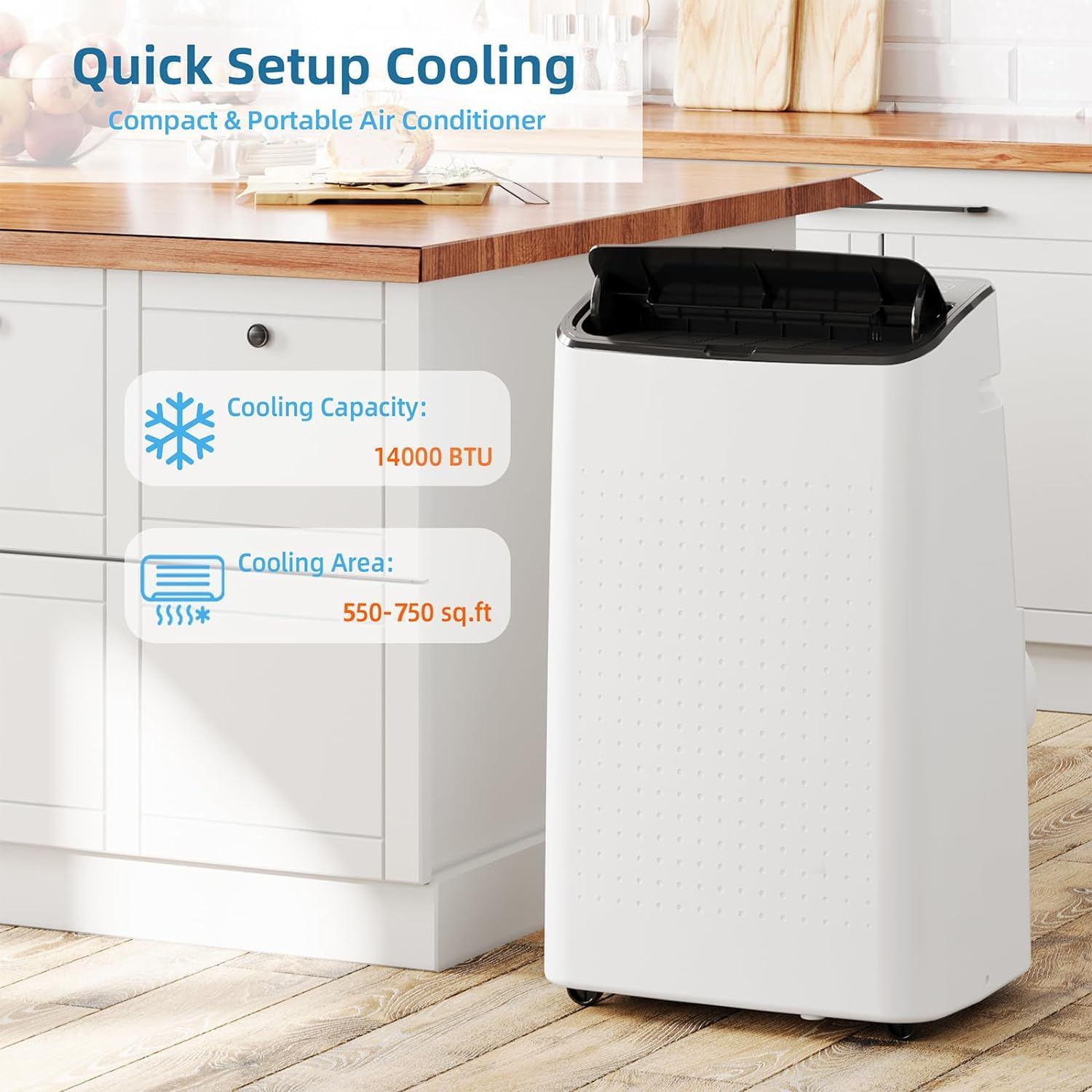 Portable Air Conditioner, 14000 BTU Air Conditioner Cool Up to 750 Sq.Ft, 3-in-1 AC Unit, Dehumidifier, Fan, Window Installation Kit & Remote Control,LED Display,24Hrs Timer for Home, Office