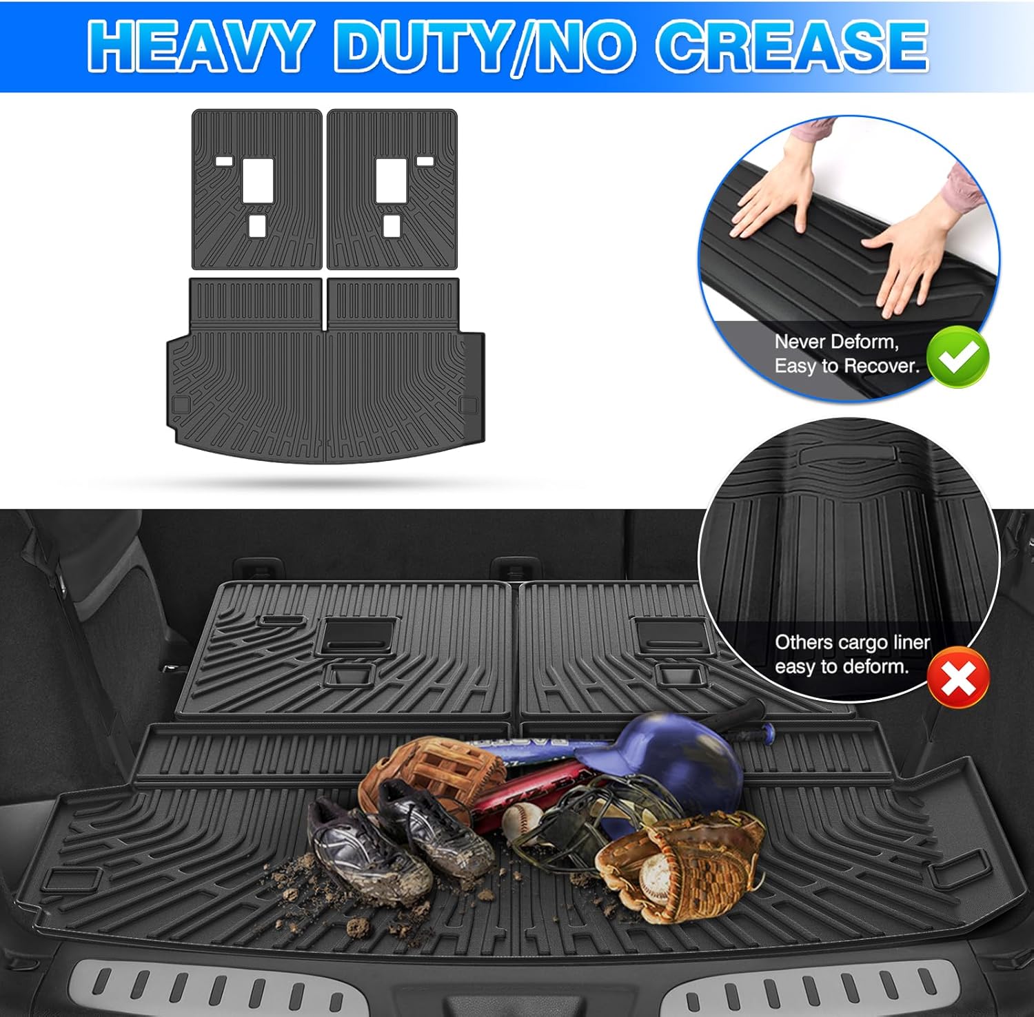 Durango Cargo Liner - Trunk Mat for Dodge Durango 6 & 7 Seats 2016-2025 2026, All Weather Cargo Mat for Durango Accessories, Heavy Duty Car Mats, Car Accessories