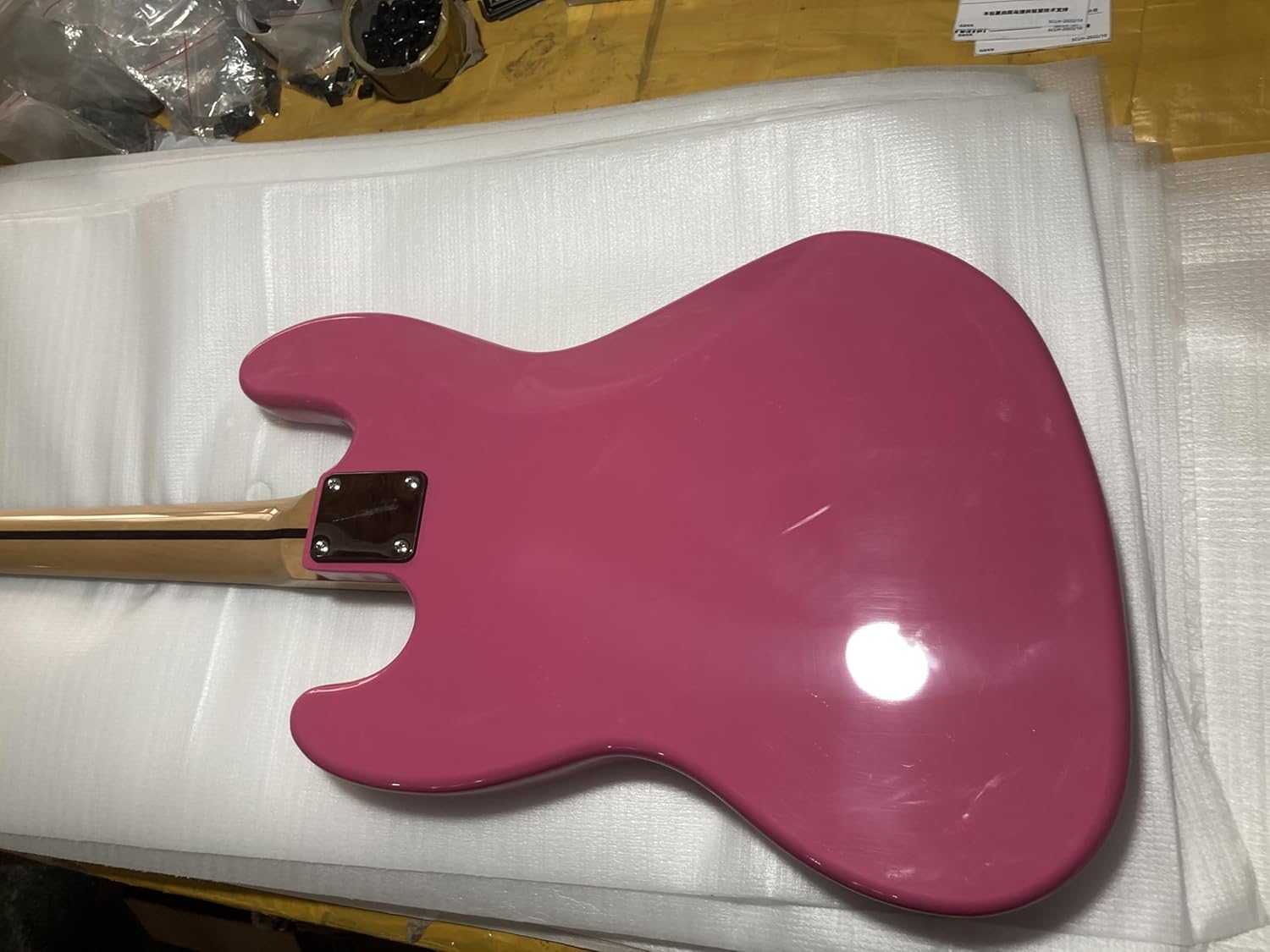 Custom Pink 4 Strings Bass Electric Guitar Basswood Body Maple Neck Inlays Black Block Glossy Finish