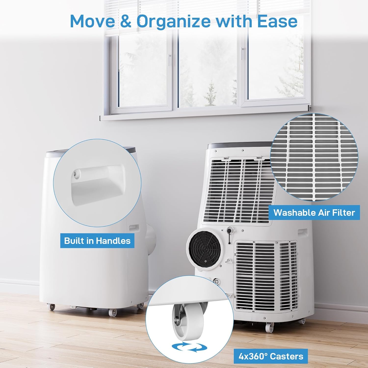 14000 Btu Portable Air Conditioners for Room Up to 700 Sq. Ft, 3-In-1 AC Unit, Dehumidifier, and 3-Speed Fan, Portable AC With Remote Control