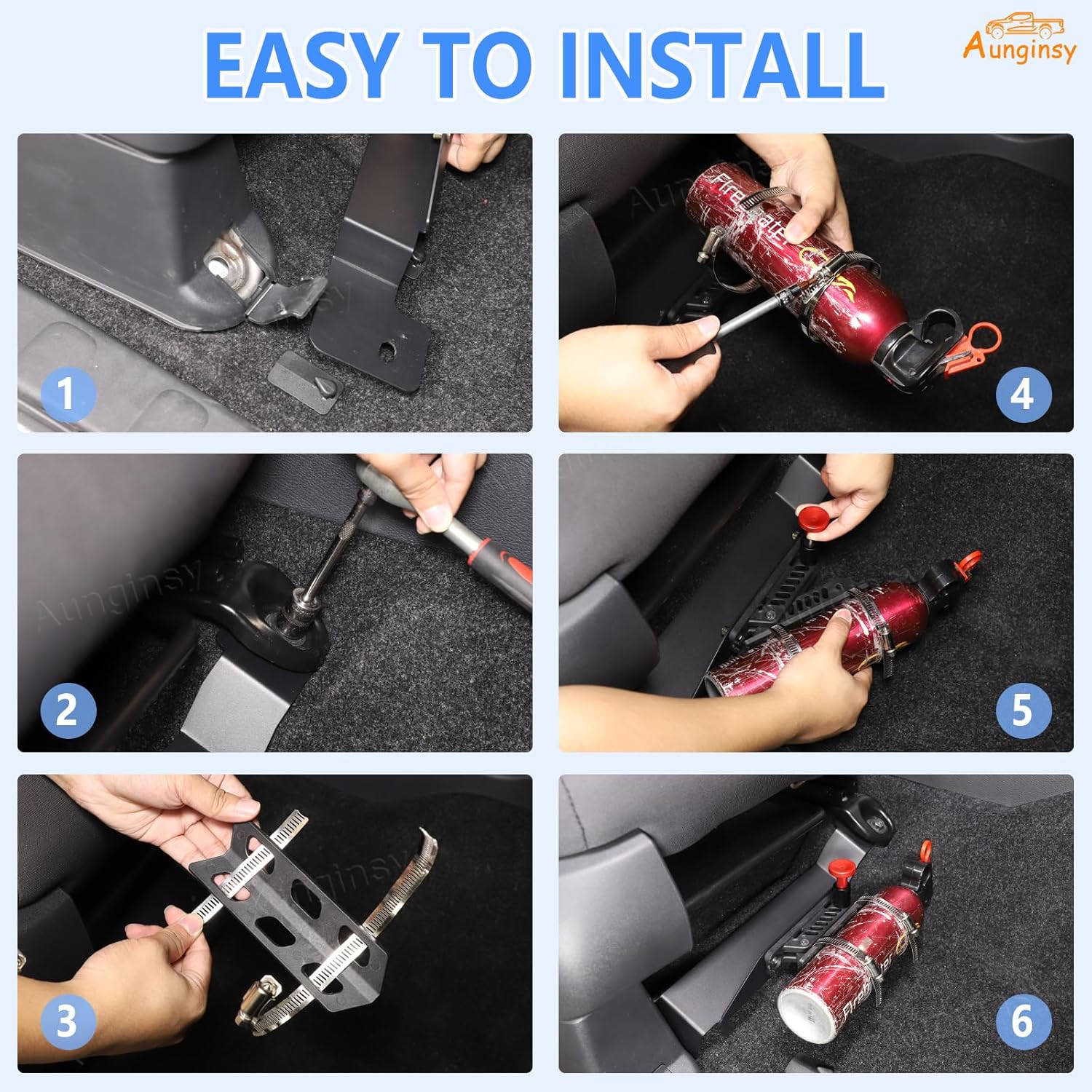 Car Co-Pilot Under Seat Quick Release Roll Bar Fire Extinguisher Mount Bracket Compatible with Nissan Frontier 2022-2025+, Adjustable 2 Clamps Fire Extinguisher Bottle Tie Holder Billet Accessories