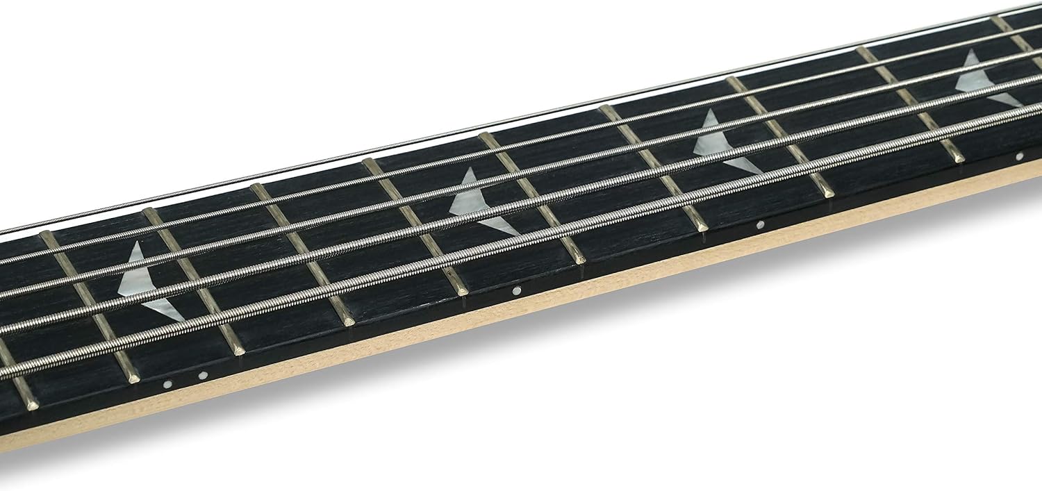 Tario Black Left-handed 5 String Electric Bass, Bolt-on Maple Neck, Poplar Body