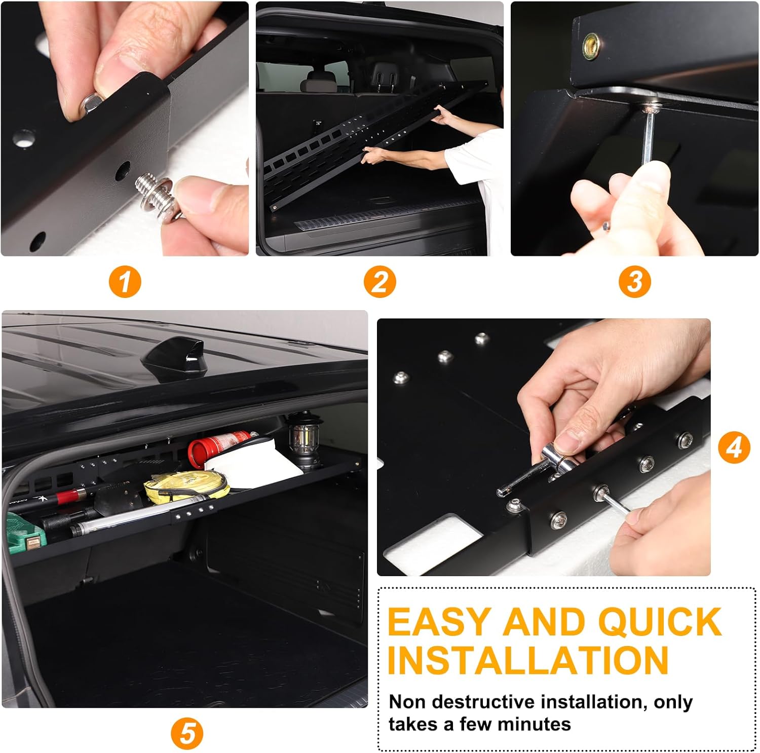 for Hummer EV SUV Accessories Rear Trunk Cargo Racks Storage Panel for 2024 2025 Hummer EV Modular Storage Panel System SUV Trunk Shelf Luggage Carrier Rear Cargo Racks Organizer (Aluminum)