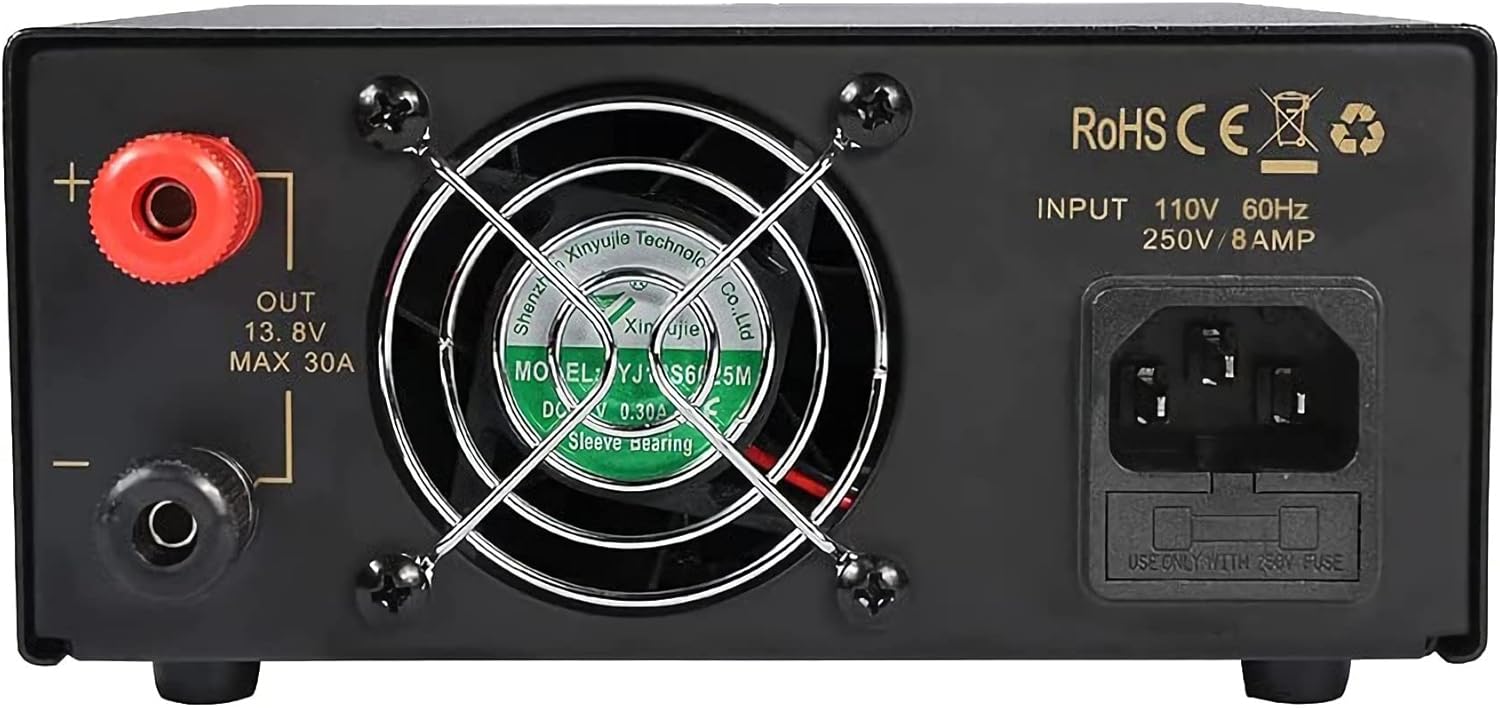 Universal Compact Ham Radio Power Supply 30A DC 13.8V Fixed Output-Noise Offset Home Lab Bench top Converter for Mobile Transceiver, Switching Power Supply with Display for AnyTone & TYT Radio