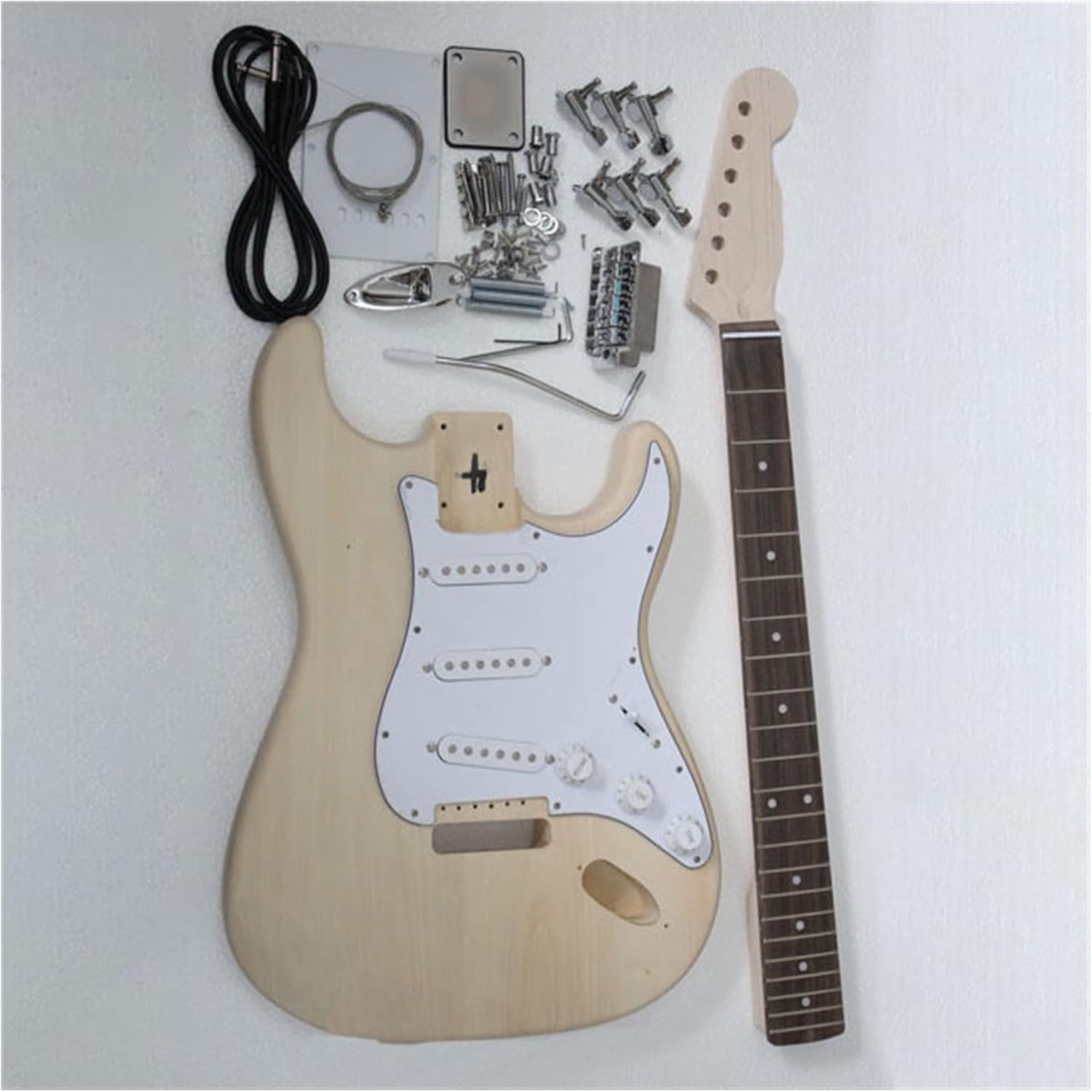 TSTS Unfinished Electric Guitar DIY Kits Maple Neck Basswood Body Rosewood Fingerboard with All Accessories Unfinished Electric Guitar Kit