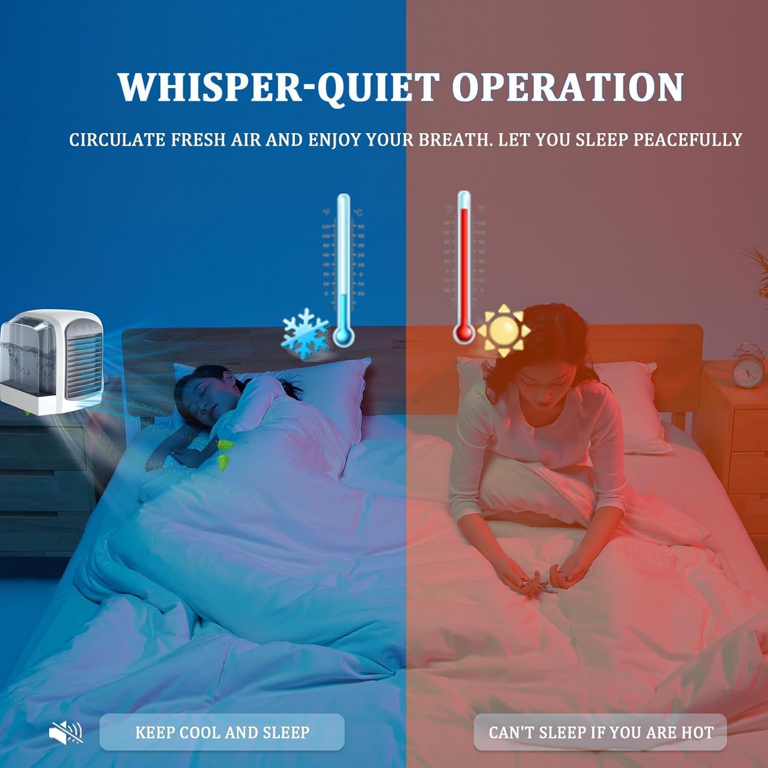 Breeze Box Air Conditioner Fan, 2025 New 4 in 1 Breeze Box Portable Air Conditioner Fan, Fast Cooling with Dynamic Ice Mist Technology for Bedroom Office Home (2pcs)