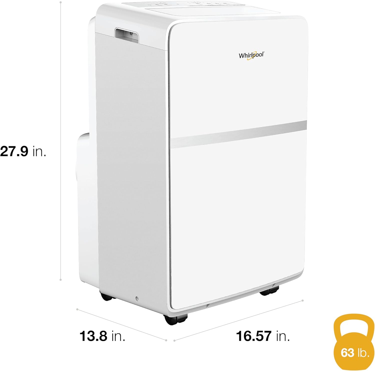 Whirlpool 10,000 BTU Portable Air Conditioner for Home with Dehumidifier, A/C Portable Air Conditioner for Apartment and Bedroom, 115V, AC for Small Rooms up to 275-Sq. Ft. with Remote in White