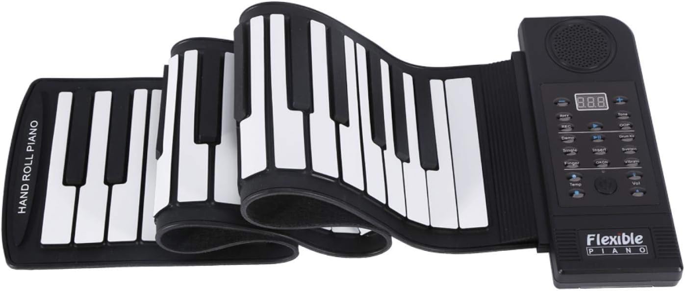 Roll up Piano,Portable 61-Keys Roll up Soft Silicone Flexible Electronic Keyboard Piano，for Home, School,For Birthday Gift