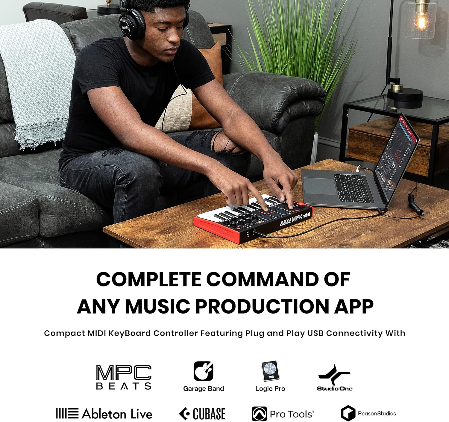 AKAI Professional Fire – USB MIDI Controller for FL Studio with 64 pad RGB Clip/Drum Pad Matrix & Professional MPK Mini MK3-25 Key USB MIDI Keyboard Controller With 8 Backlit Drum Pads