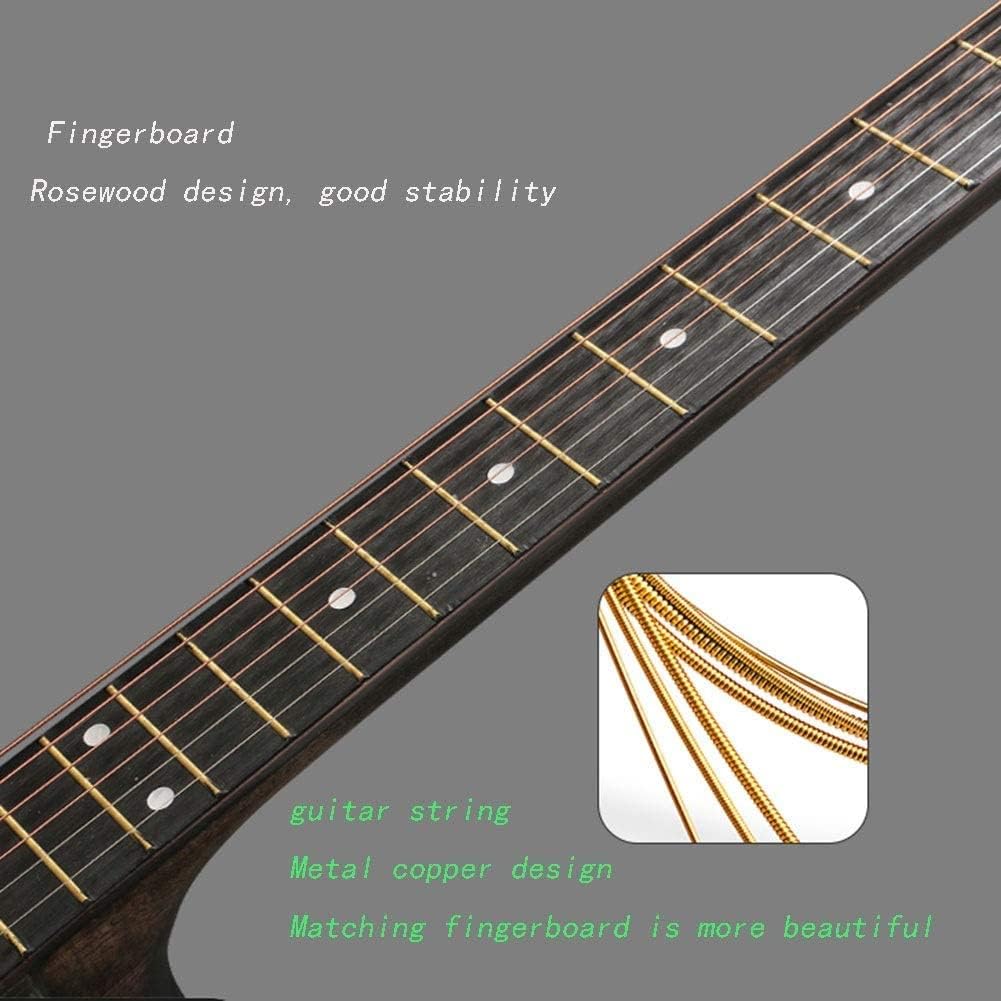 Full Size Guitar Acoustic Guitar Classical Guitar Student Practice Outdoor Carrying Sound Sweet Metal String Basswood Beginner Acoustic Guitar Starter Package Student G (B Brown)