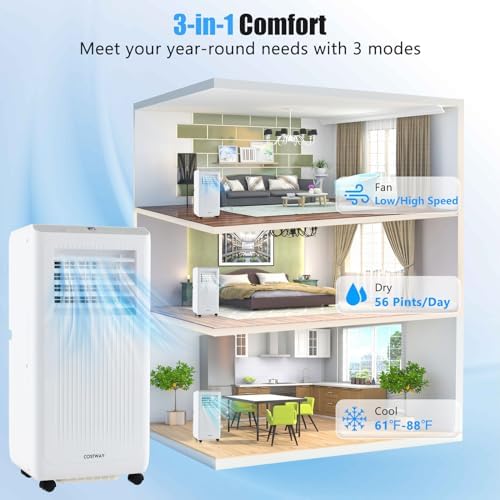 ARLIME 10000 BTU Portable Air Conditioner, 3-in-1 Freestanding Air Cooler w/Fan, Sleep Mode, Remote Control, 24H Timer & Window Installation Kit, AC Unit Cools up to 350 Sq.Ft. (10000 BTU)