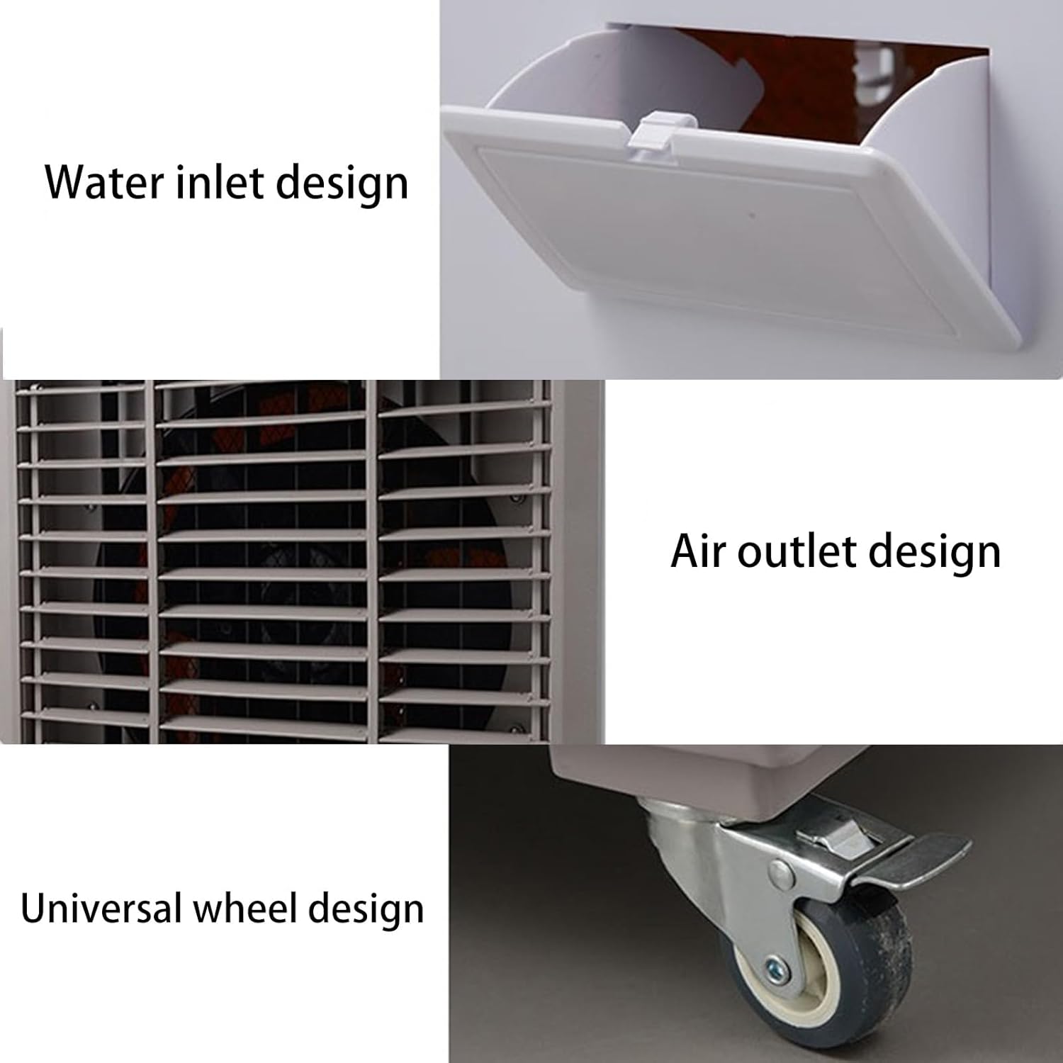 Portable Air Conditioners, 3-IN-1 Evaporative Air Cooler with 3 Speeds and Water Tank, Personal Swamp Cooler for Home Office Factory(67.5 * 42.5 * 118.5cm)