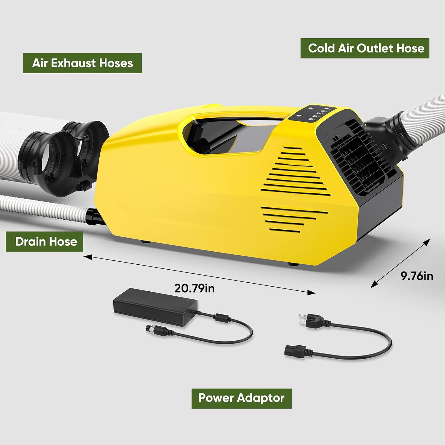 Portable Air Conditioner- Portable Ac for Camping, 240W Low Power Consumption Portable AC for Car, Tent, RV, Truck,Outdoor Use (Yellow)