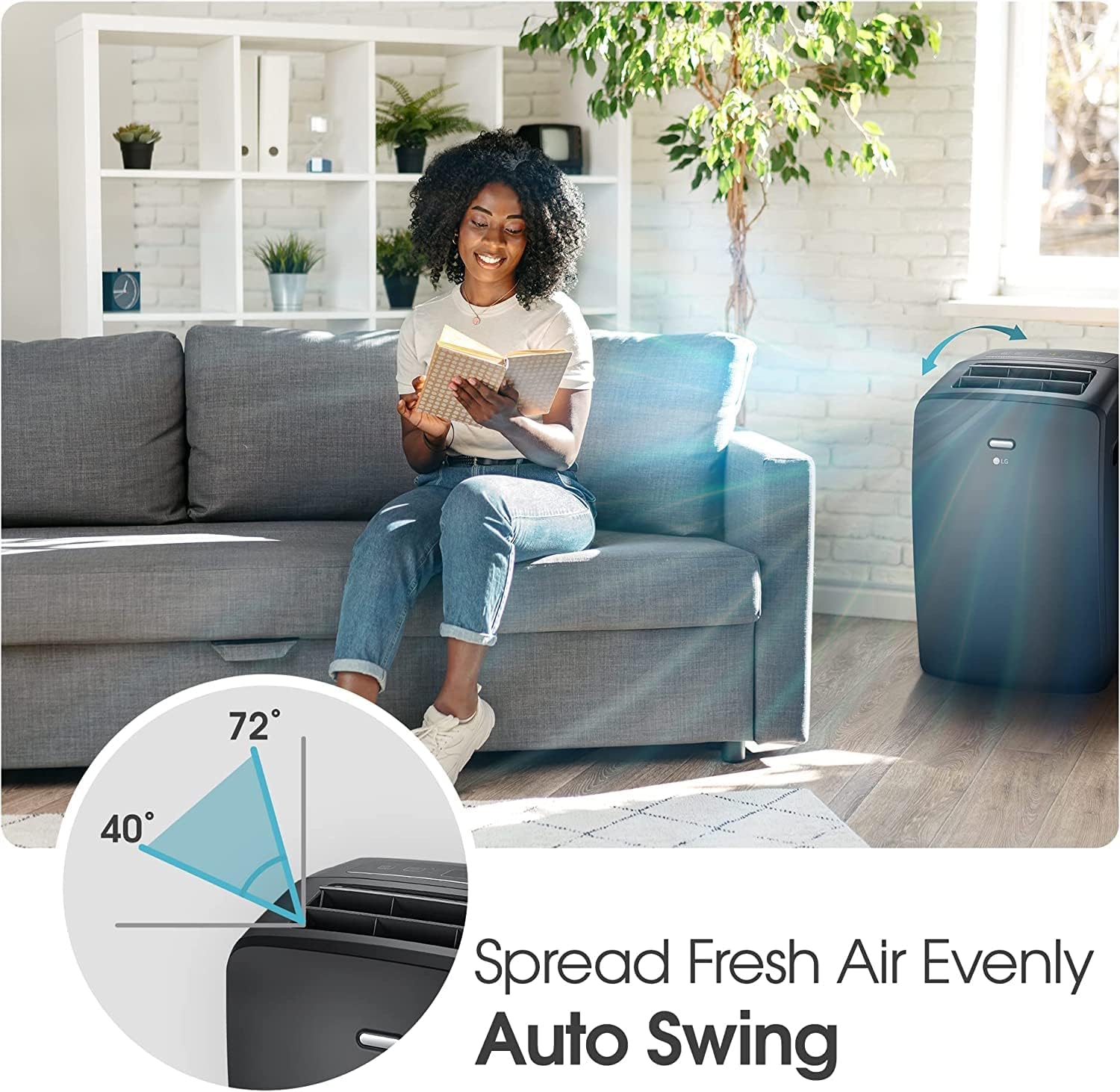 LG 8000 BTU (DOE) / (12000 ASHRAE) Portable Air Conditioners Cools 350 Sqft Easy Install & WiFi App Remote Eco-friendly, Quiet Small & Medium Room Air Conditioner AC Unit Home Gray LP0823GSSM