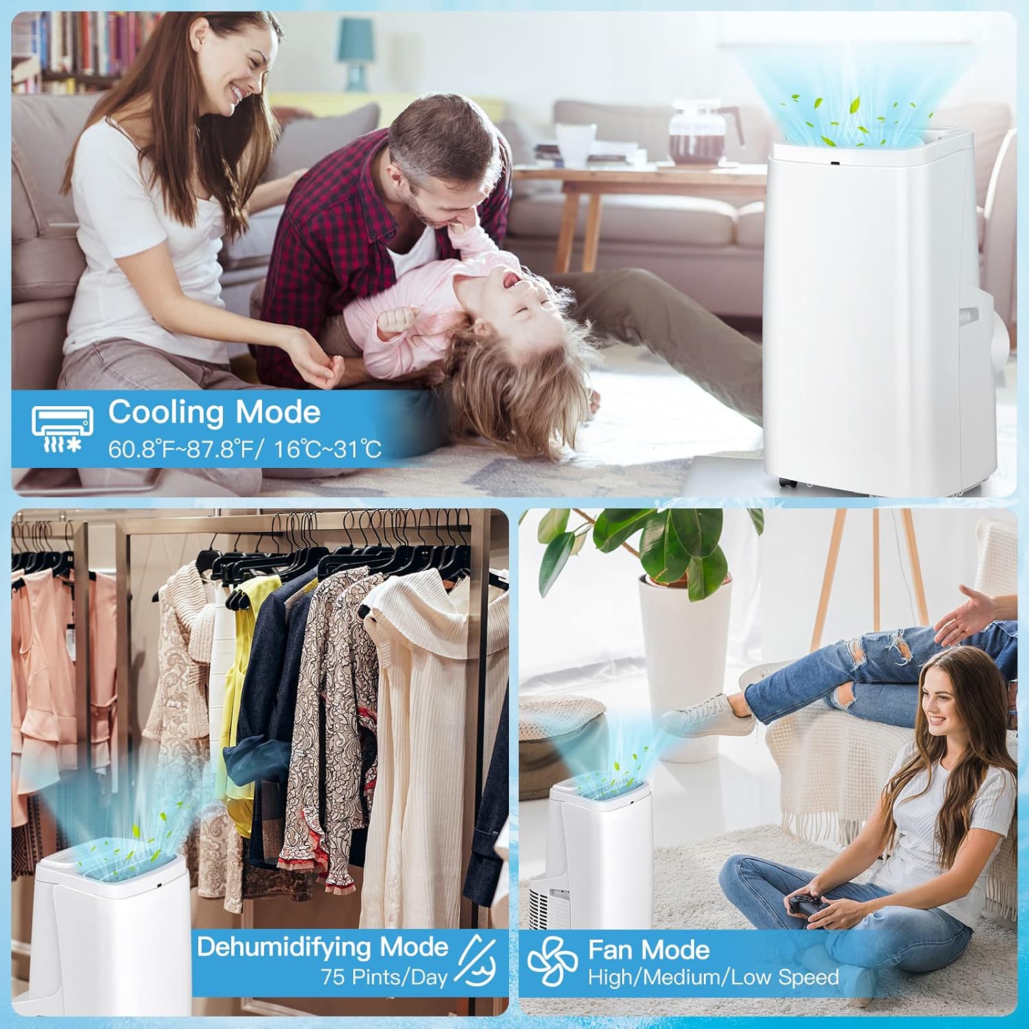 PETSITE Portable Air Conditioner 12000 BTU, 3 in 1 AC Cooling Unit with Built-in Dehumidifier & Fan Modes, Includes Window Kit, Air Conditioners for Large Bedroom 450 Sq.Ft