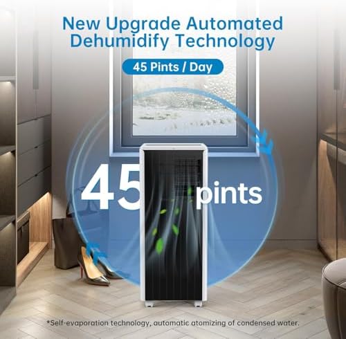 8,000 BTU Portable Air Conditioner With Remote, AC Unit With Built-In Cool, Dehumidifier & Fan Modes for Room Up to 350 Sq.Ft, Portable Ac Conditioner With 24 Hour Timer, Installation Kit,Gray