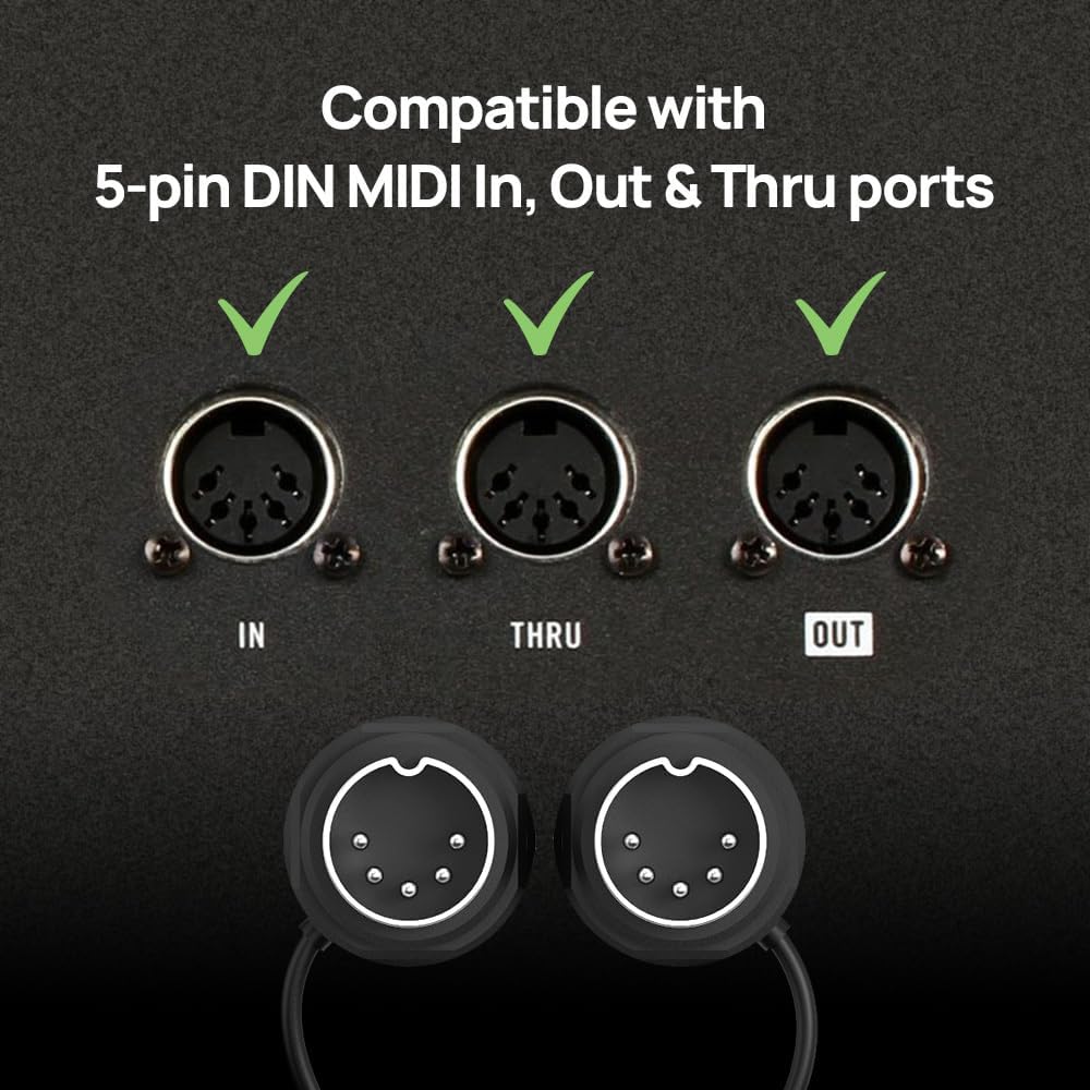 CME WIDI Thru6 BT + 4-Pack 2-FT MIDI Cables - 2-in-6-out MIDI Thru/Split with 5-pin DIN and Bluetooth MIDI + 4-Pack 5-pin DIN Low-Profile MIDI cables
