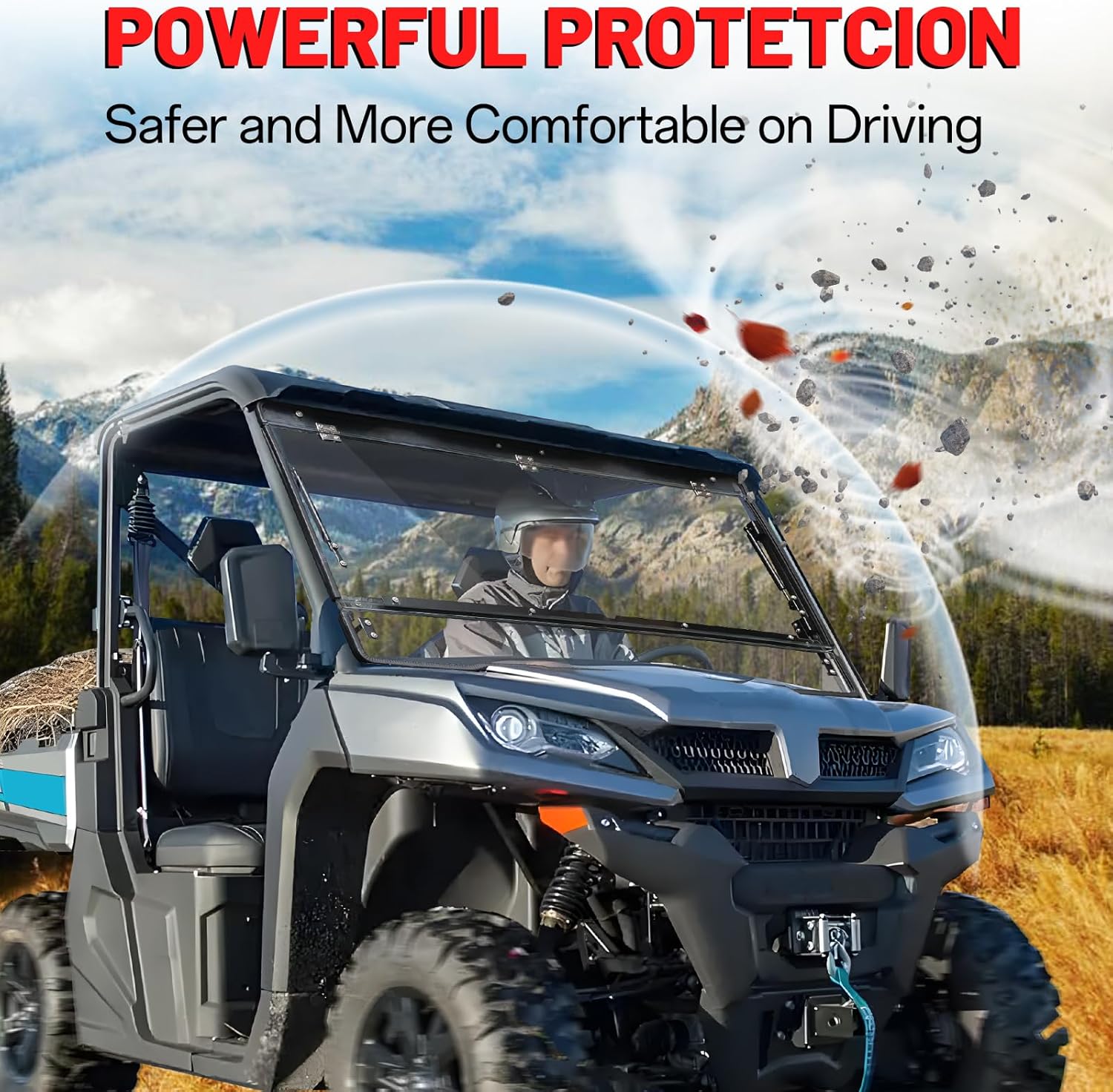 StarknightMT UFORCE 1000 Flip Windshield, UTV Front Full Windshield Compatible with CFMOTO UFORCE 1000/1000 XL 2019-2025, UFORCE 1000 Accessories Front Window