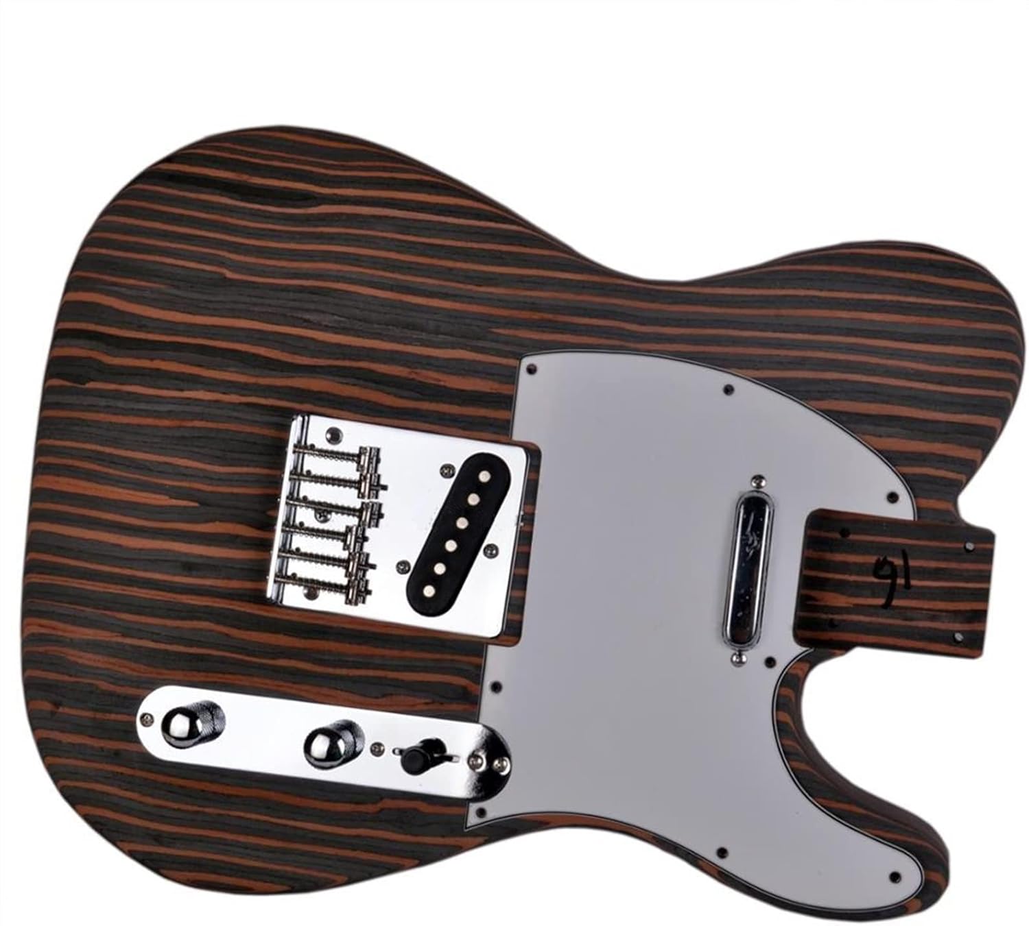 DIY Electric Guitar Kit Zebrawood Body and Neck for TL Style Electric Guitar to Assemble Unfinished Electric Guitar Kit