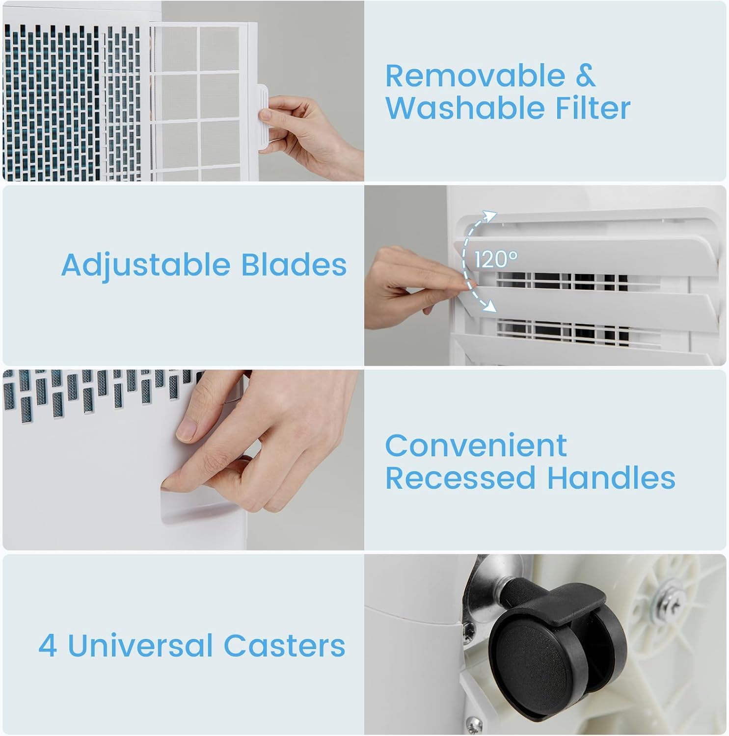 HOMGX 10000BTU Portable Air Conditioner, 4-in-1 AC Unit w/Auto Mode & Child Lock, LED Display & Timer for Home Office, Mobile Floor AC with Remote & Touch Control for Rooms Up to 350 Sq.Ft (10000BTU)