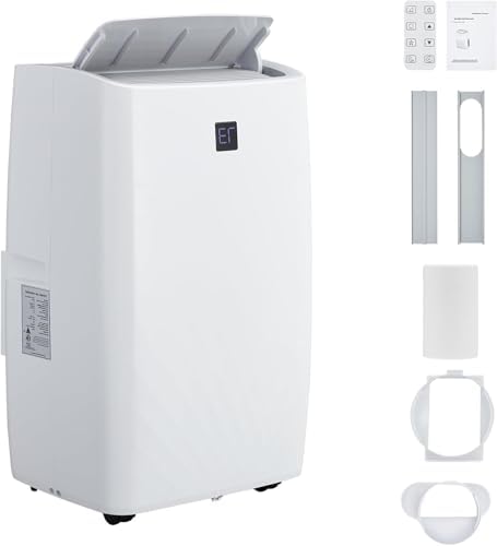 Powerful 12,000 BTU Portable Air Conditioners, Cools Up to 550 Sq.Ft, 3-IN-1 Quiet Portable AC Unit with Remote Control & Installation Kits for Large Room, Smart/Sleep Mode, Auto Swing & 24-Hour Timer