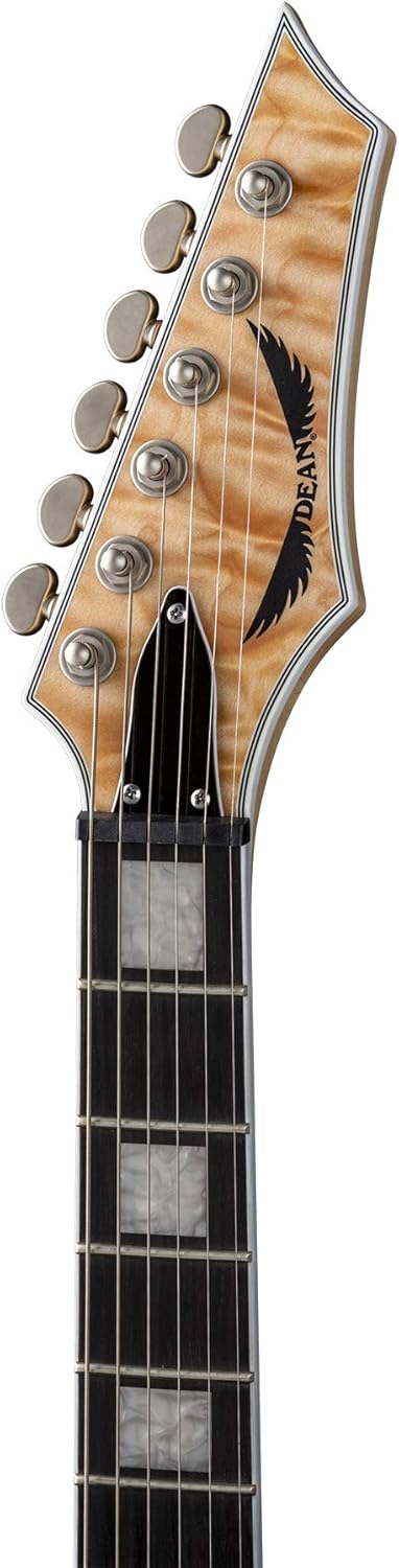 Dean Guitars Exile Select 6 String Quilt Top Electric Guitar, Right, Satin Natural (EXILEQM SN)