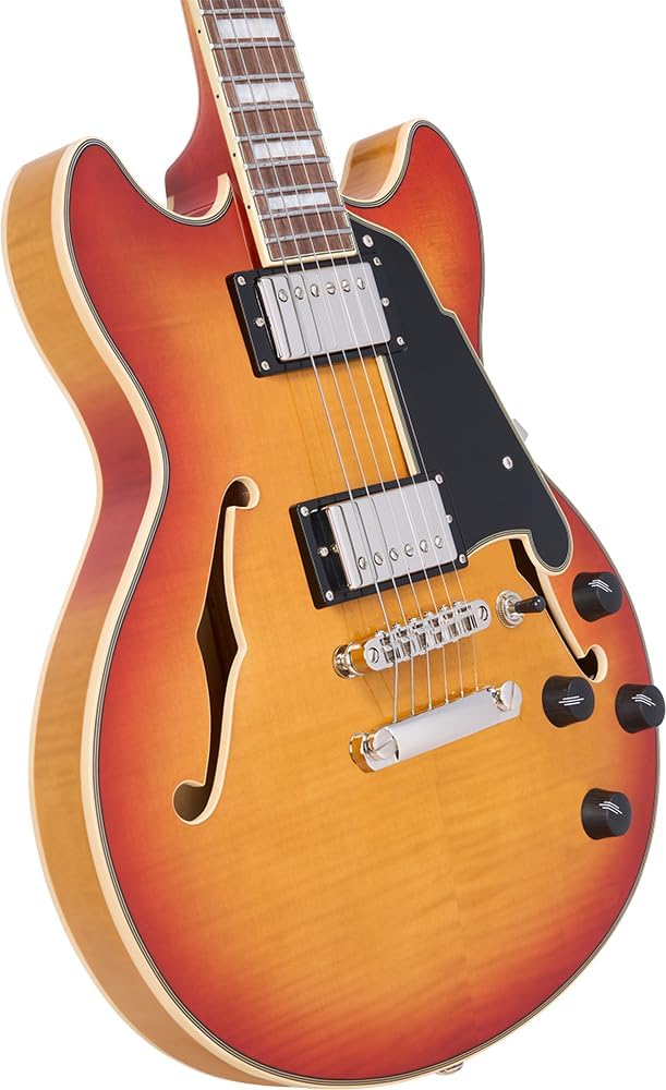 D'Angelico Premier Mini DC XT Semi-hollowbody Electric Guitar - Honey Burst, Sweetwater Exclusive