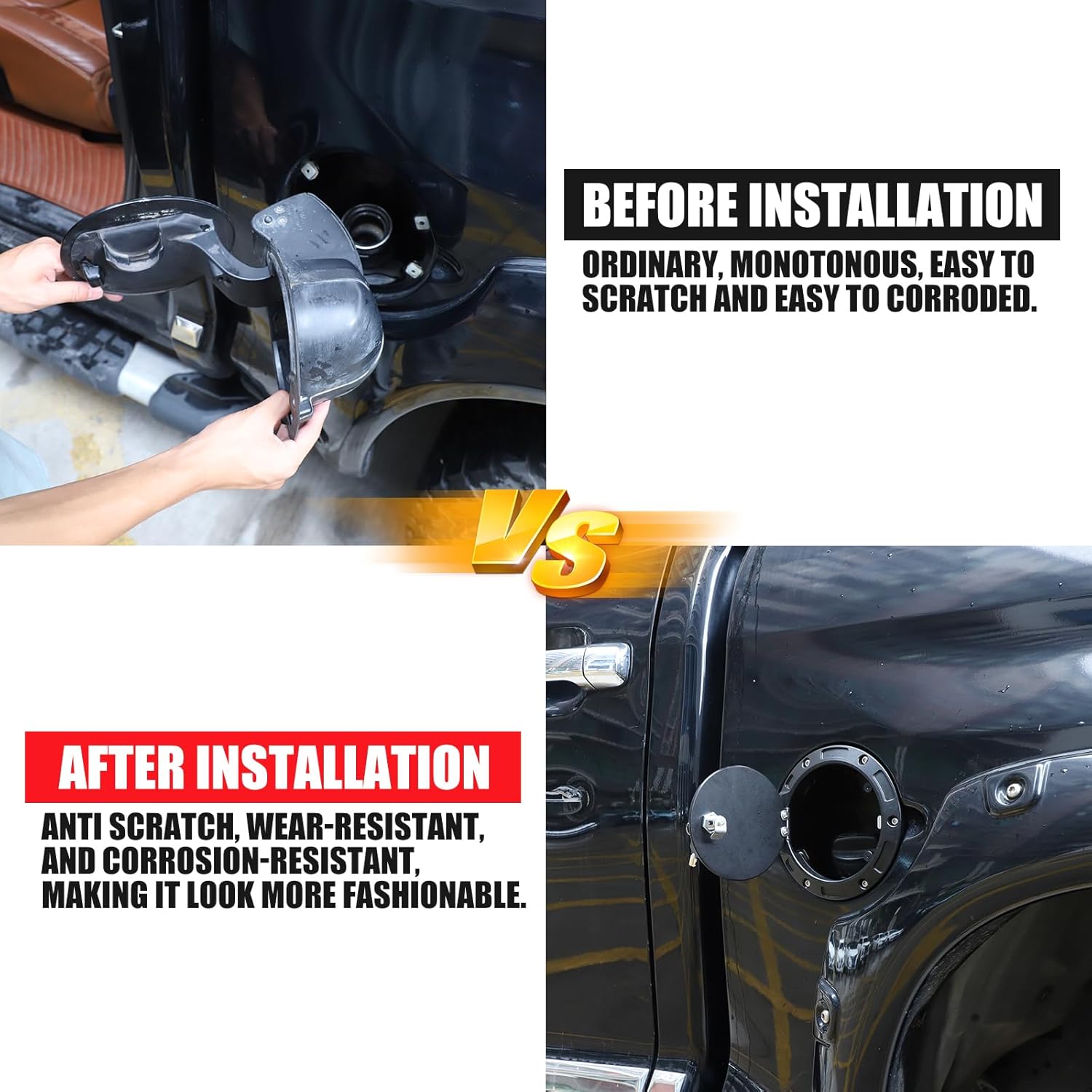 LLKUANG Gas Fuel Tank Cap Protector Cover Compatible with Toyota Tundra 2007-2021,Fuel Tank Door Cover Car Oil Gas Cap Door Cover Trim Decorative Accessories Replacement Parts (Style B)