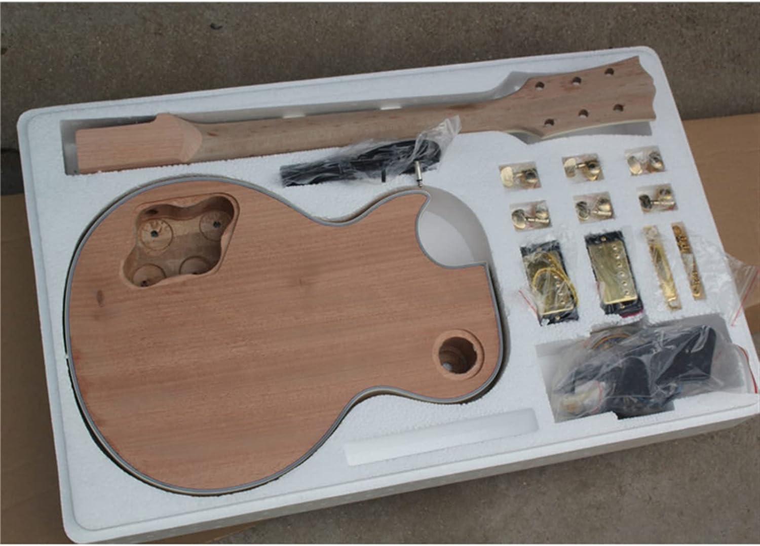 38 Inches Classic DIY 6 String Electric Guitar DIY Kit with Gold Plated Hardware Unfinished Guitar Set