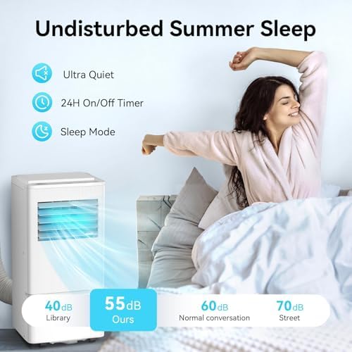 Air Choice Portable Air Conditioner, 10000 BTU Air Conditioner Portable for Room Up to 450 Sq.Ft, Remote Control, 24H Timer, Air Cooling Unit 3-in-1 as Cooler Dehumidifier Fan, Window Kit Included