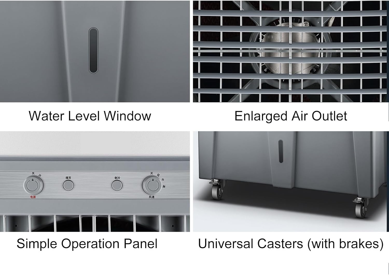 Industry Evaporative Air Cooler, Portable Swamp Cooler, 90L Large Capacity Water Tank, 3 in 1 Air Conditioner, Industry Humidifier, Swamp Cooler Outdoor for Outdoor Commercial Factory