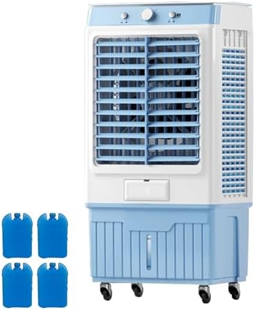 Portable Evaporative Air Cooler, Swamp Cooler, Portable Air Conditioner with 10 Gallon, Knob Control, Low Noise, 4 Ice Packs & 3 Speeds