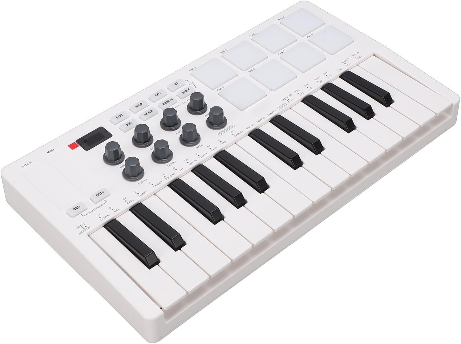 GOWENIC 25 Key MIDI Keyboard Controller with 8 Backlit Drum Pads 8 Knobs, Portable Beat Maker Machine, Music Production Software for Computer Recording, Music Production