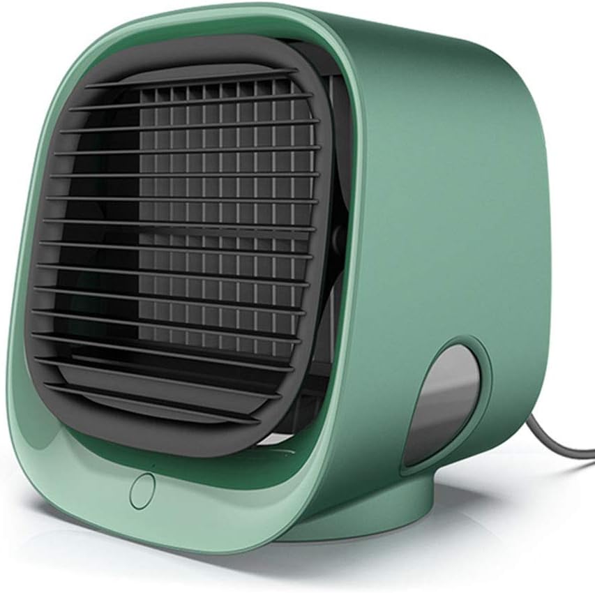 Air Cooler Fan USB Mini Portable Air Conditioner Easy Air Cooler Fan Desktop Personal Space Air Cooling Fan for Room Office (Green)