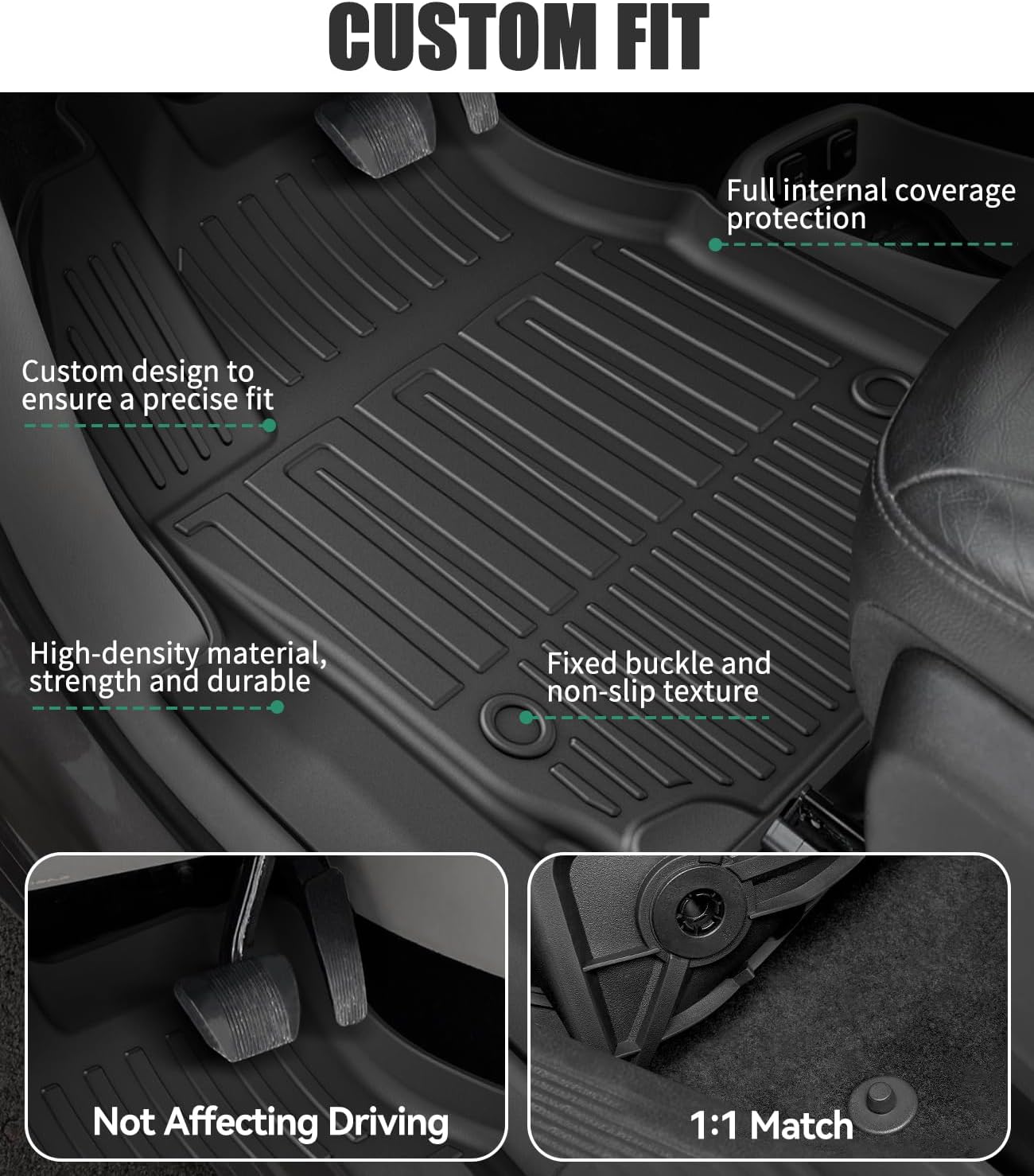 Floor Mats & Cargo Liner & Backrest Mat Fit for 2017-2026 Chrysler Pacifica 7 Passenger Model (Non Hybrid & Non Pinnacle) & 2020-2026 Voyager: All Weather Floor Mats Pacifica Accessories Trunk mat