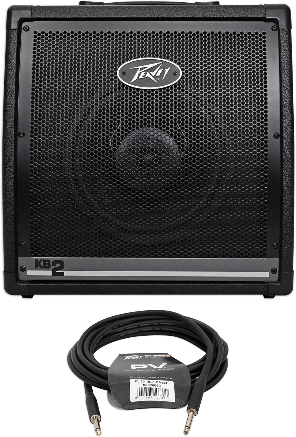 Peavey KB 2 50 Watt Keyboard Amplifier 3-Channel Combo Amp w/10 Speaker Bundle with Peavey Pv 20' Ft. Instrument Guitar 1/4