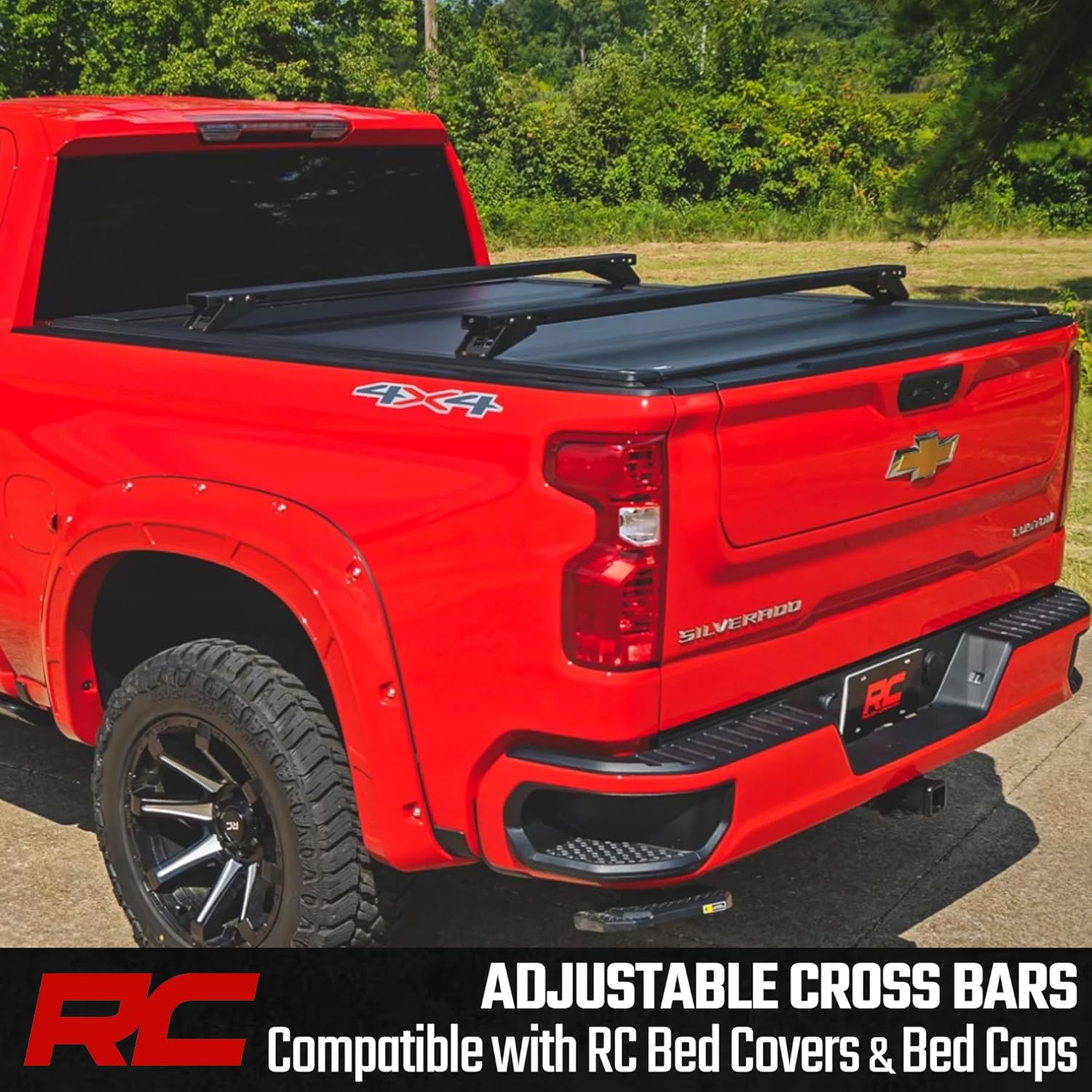 Rough Country Adjustable T-Slot Crossbars for Pickup Truck Beds – Fits 57.25
