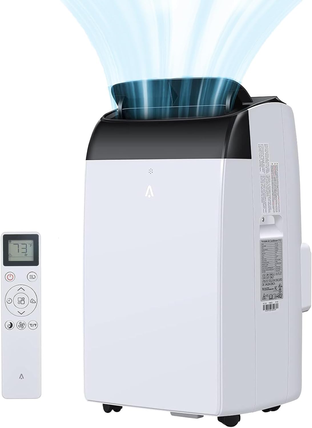 12,000 BTU Fast Cooling Portable Air Conditioner, 4-in-1 Portable Air Conditioner with Cooling, Dehumidifier, Fan, Sleep Mode, Remote Control, 24-Hour Timer, Cools Up to 550 Sq. Ft. for Home, Office