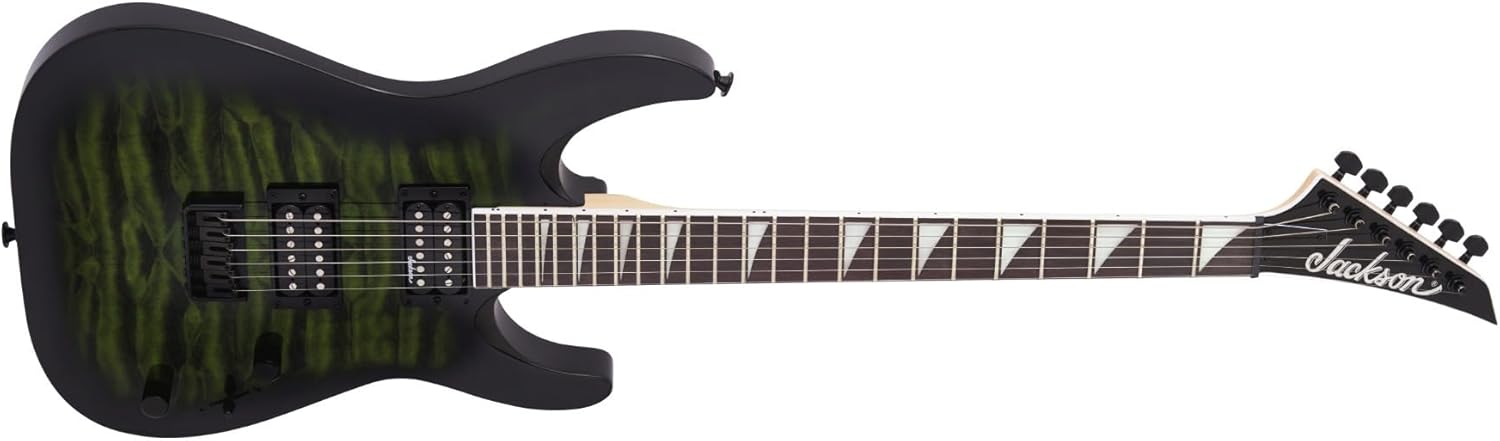 Jackson JS Series Dinky Arch Top JS32Q DKA HT Guitar (Transparent Green Burst) Bundle with Jackson Dinky Molded Case (2 Items)