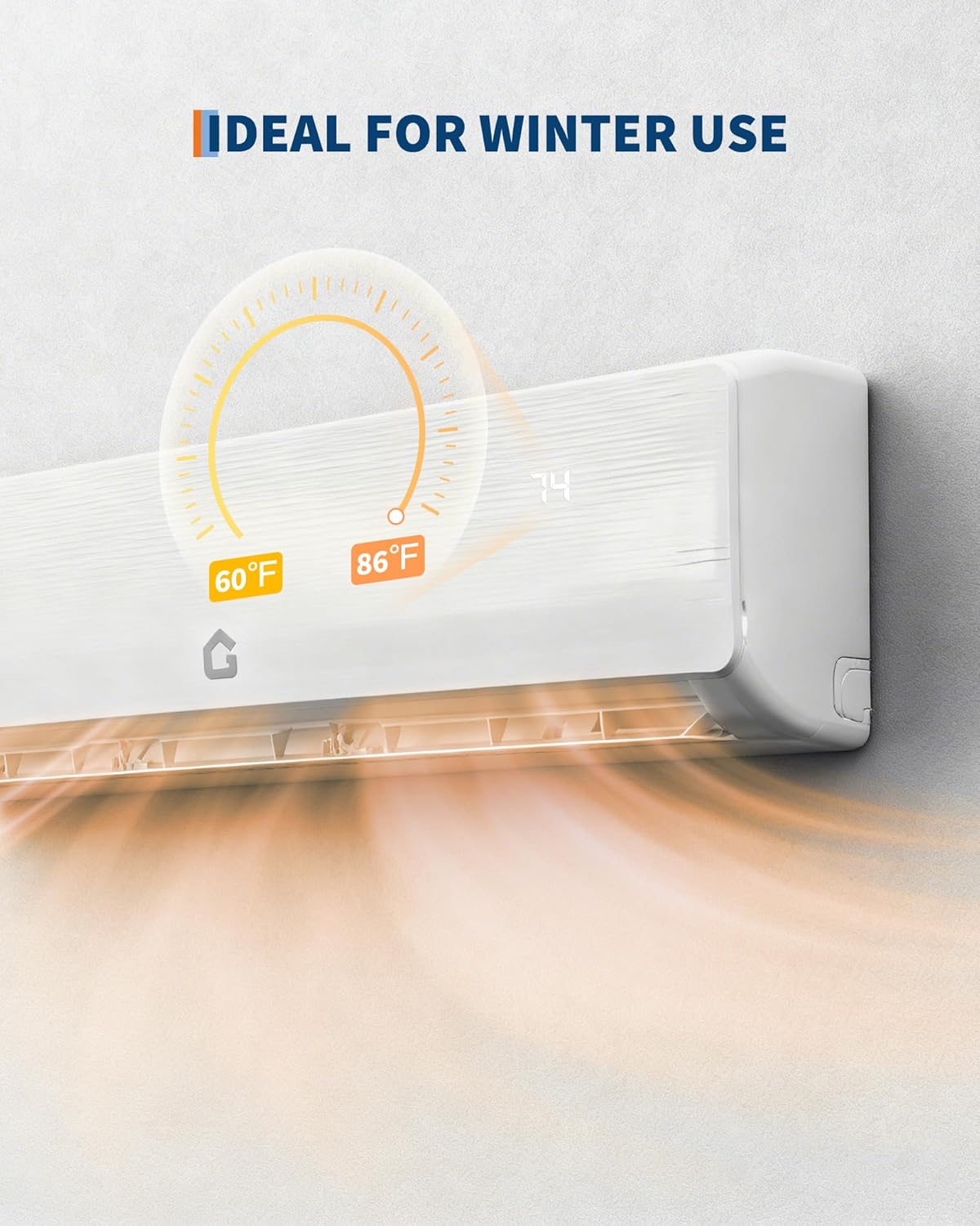 9000 BTU Mini Split Air Conditioner,19 SEER2 Ductless Inverter AC w/ 230V, Cool Up to 450 Sq. Ft with Heat Pump System,White