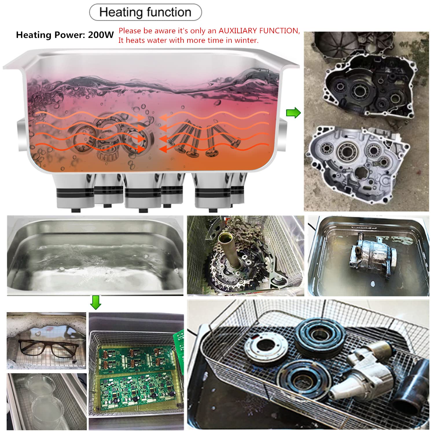 Professional Ultrasonic Cleaning Machine 10L with Digital Timer and Heater, Stainless Steel Ultrasound Cleaner for Cleaning Circuit Board Parts Dental Instruments