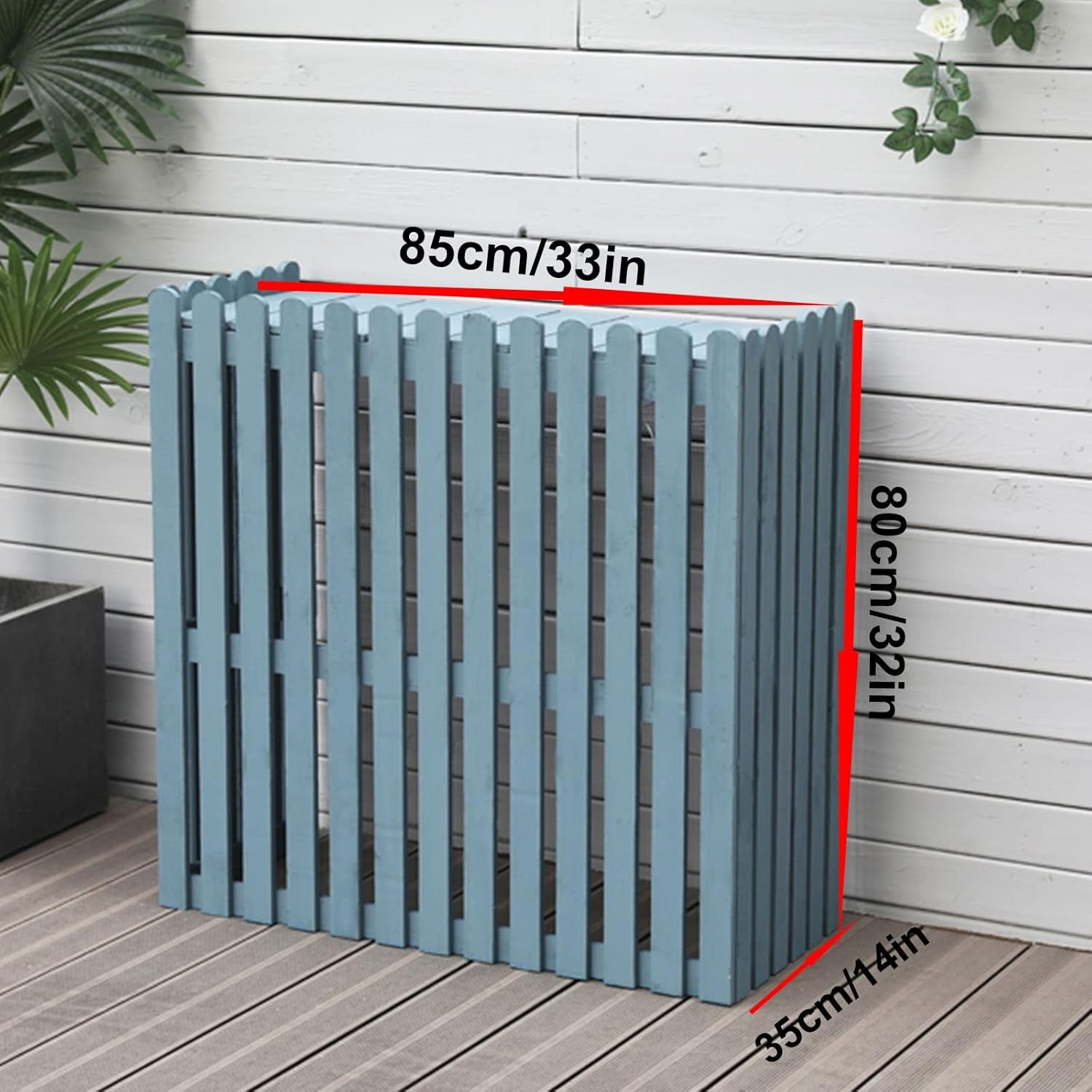 Cover for Outdoor Wooden Air Conditioner Cover - Decorative & Protective Noise Reduction, Shelf Plant Stand & Garden Pear Color