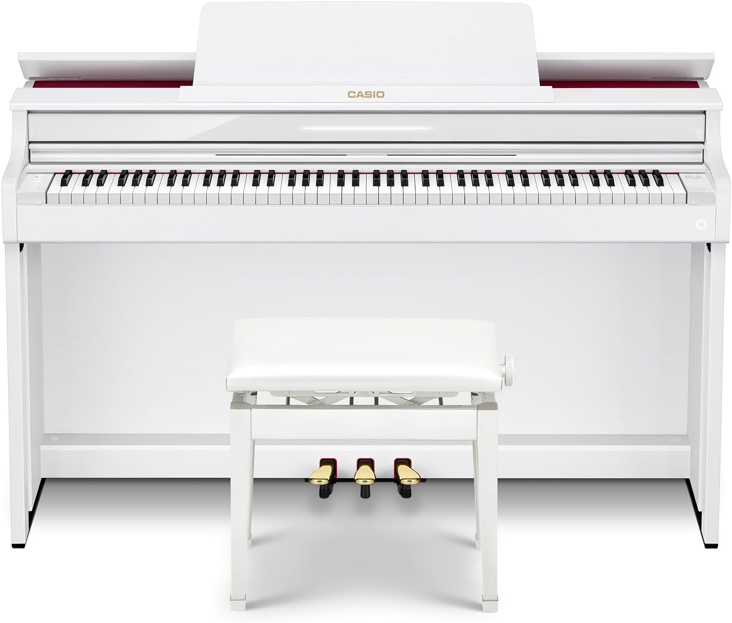 Casio AP-550 CELVIANO 88-Key Digital Piano - White Bundle with Adjustable Bench, Headphones, Piano Book, Online Lessons, Austin Bazaar Instructional DVD, and Polishing Cloth