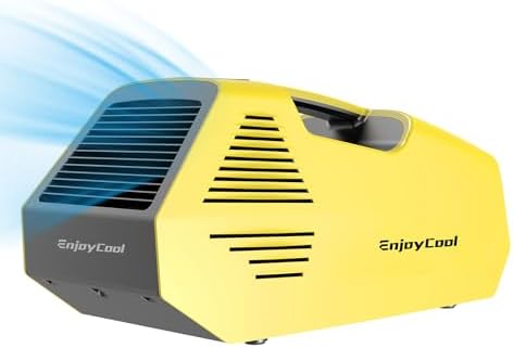 Portable air conditioner Fast Cooling Outdoor Built-in Cool Sleep Modes Bedroom Small Air Conditioner Portable for Room Office Camping Car Air Conditioner with Remote Control 2380 BTU Camping yellow
