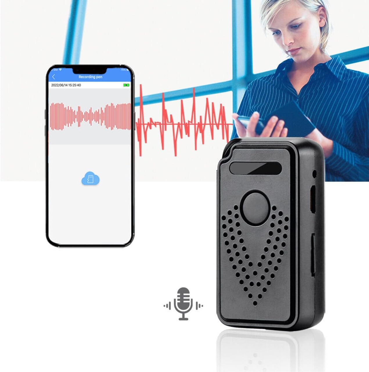 480Hr WiFi Mini Voice Recorder Live Stream 128G Voice-Activated Audio Recorder Digital Voice Recorder for Meetings, Interviews, Classroom