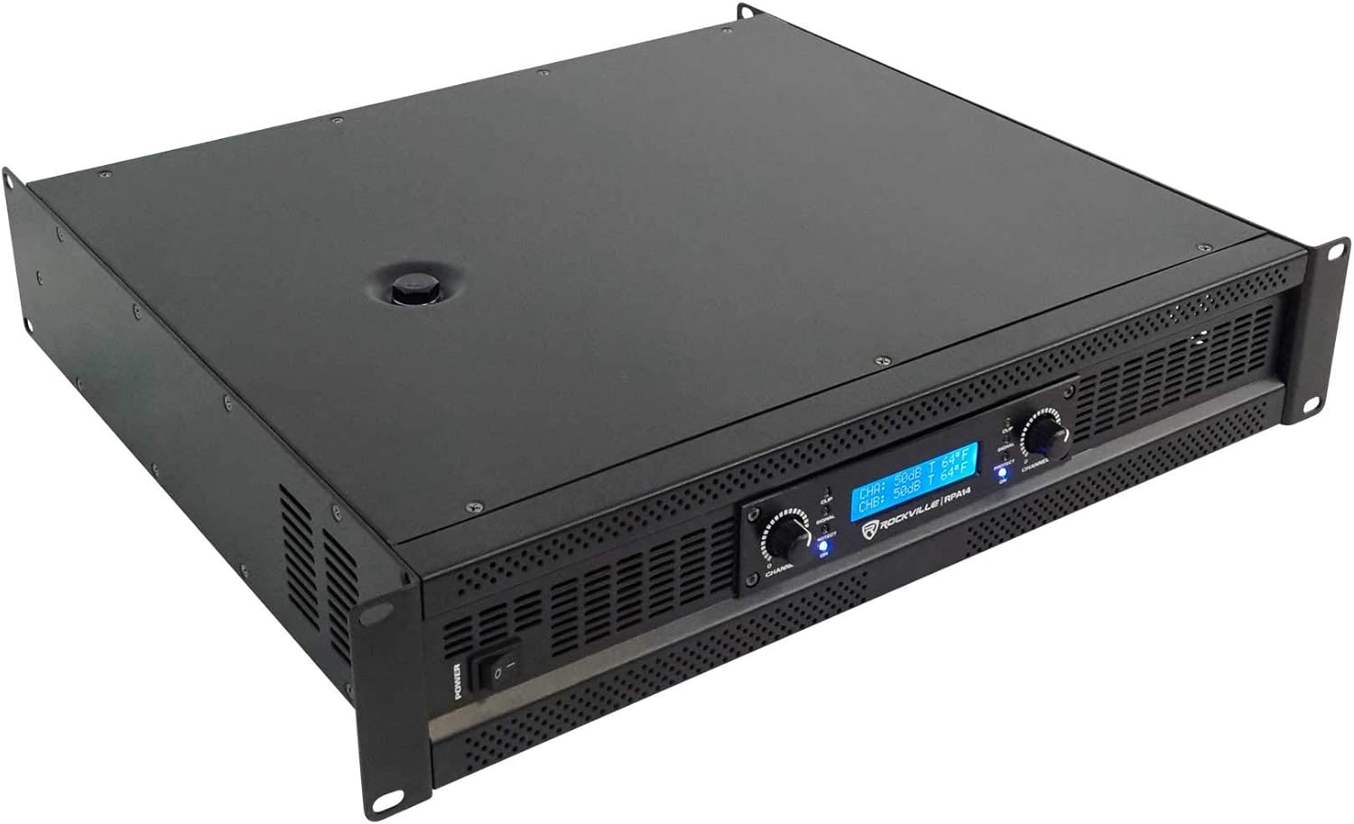 Rockville RPA14 7000W Peak / 2000W RMS 2 Channel Power Amplifier, Bridgeable/Stereo/Parallel Modes, Crossover Switch, LCD Display, for Pro DJs and Live Sound