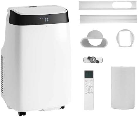 Portable Air Conditioner, 10,000 BTU Mobile Air Conditioner 3-in-1 Cooling, Dehumidifier & Fan, Portable a/c Unit Remote Up to 500 Sq, Sleep Mode & Timer for Indoor Bedroom,White