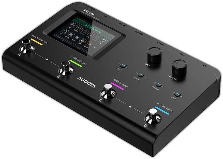 AME-200 Guitar Multi Effects Processor with Amp Modelling, Reverb, Delay, Looper, Drum Machine, 4 Footswitches, Expression Pedal, USB OTG Recording, MNRS GNR & GIR Loader