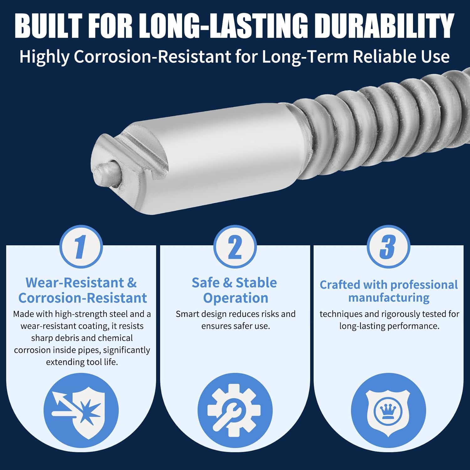 Upgraded 87597 1/2-Inch x 75-Feet C-45IW Solid Core Cable, Compatible with RIDGID K-3800, K-400 & More, Inner Core Cable for Home Drain, Drain Cleaning Equipment, Steel Pipe Snake for Drain Cleaning