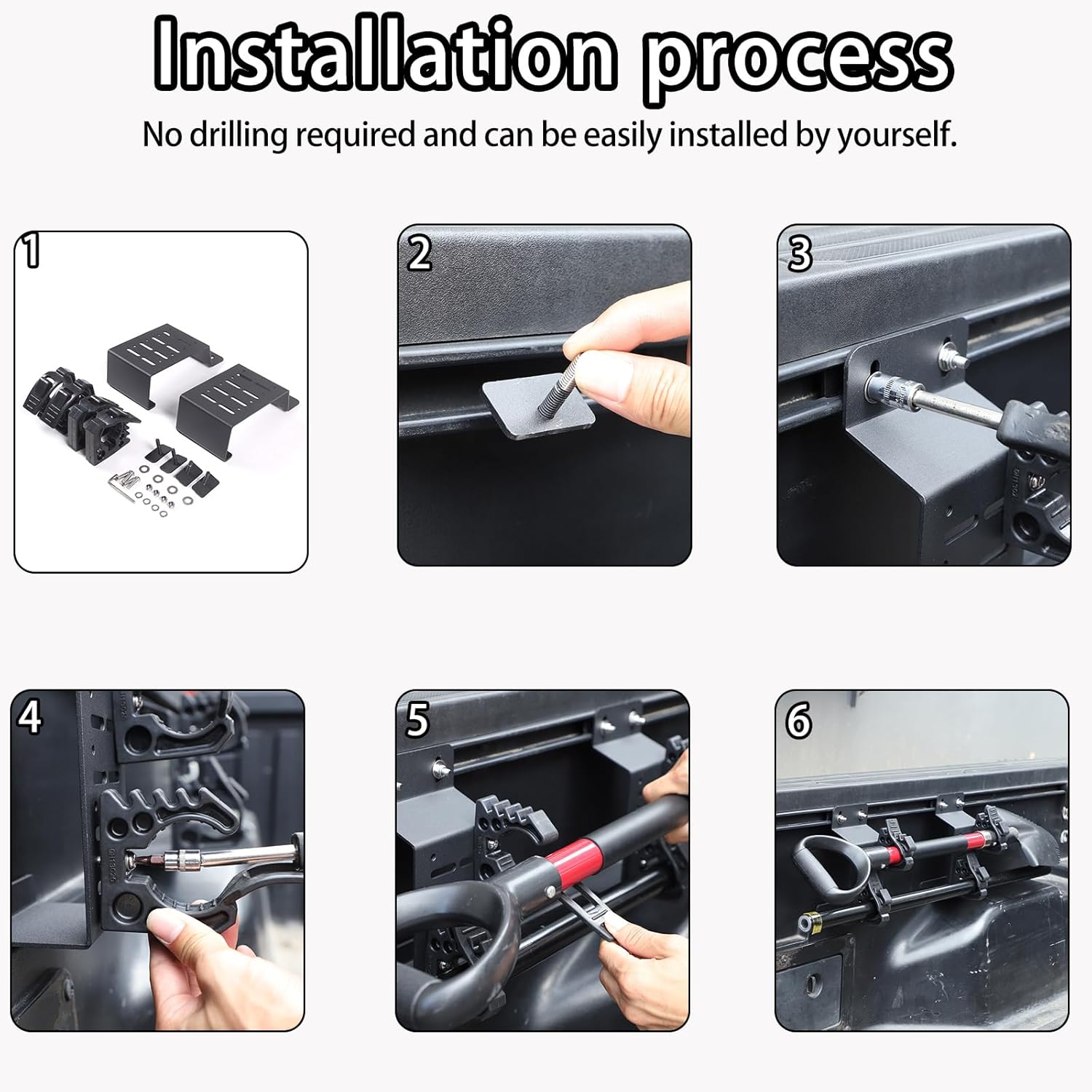Lcojicep Truck Bed Rail Side Mount Holder Compatible with Tacoma 2016-2023，Bed Rail Modular Accessory Mount for Shovels, Recovery Boards, Other Accessories
